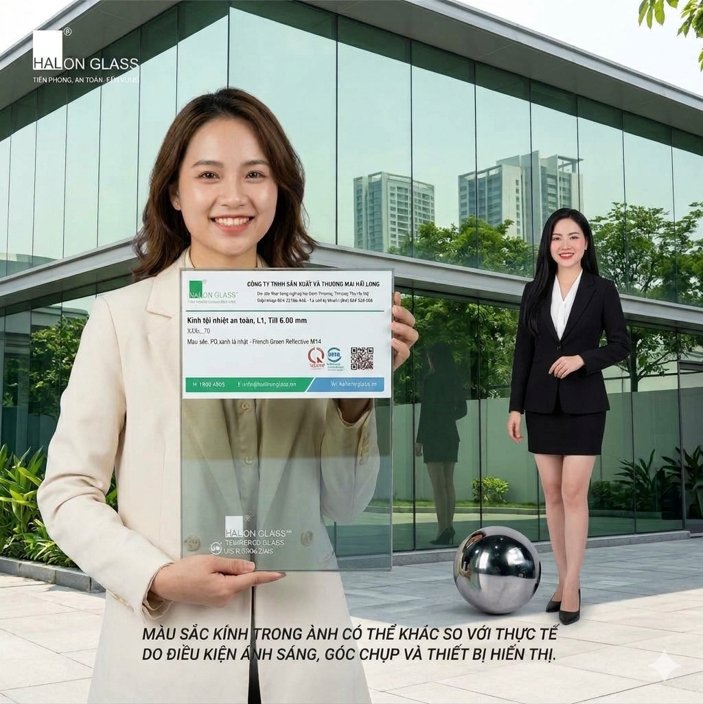 Kính PQ xanh lá nhạt - French Green Reflective M14.
